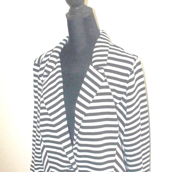 ANA- Smart Casual Jacket - Striped Black & White Blazer - Picture 6 of 12
